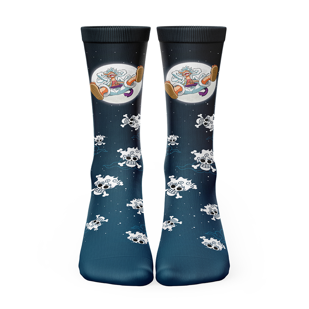 Luffy Gear 5 V2 One Piece Socks FRONT mockup - Halo Merch